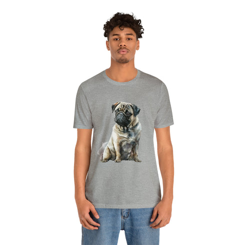 Loving Pug in Watercolor - Short Sleeve Tee